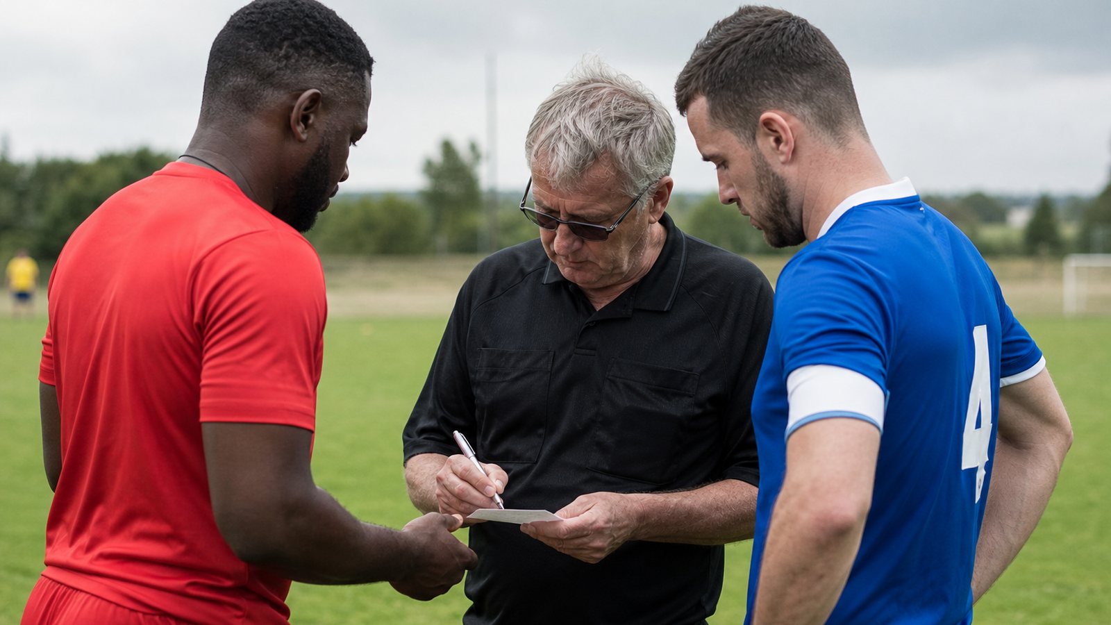 Bénévole remplissant une feuille de match sur une tablette au bord du terrain